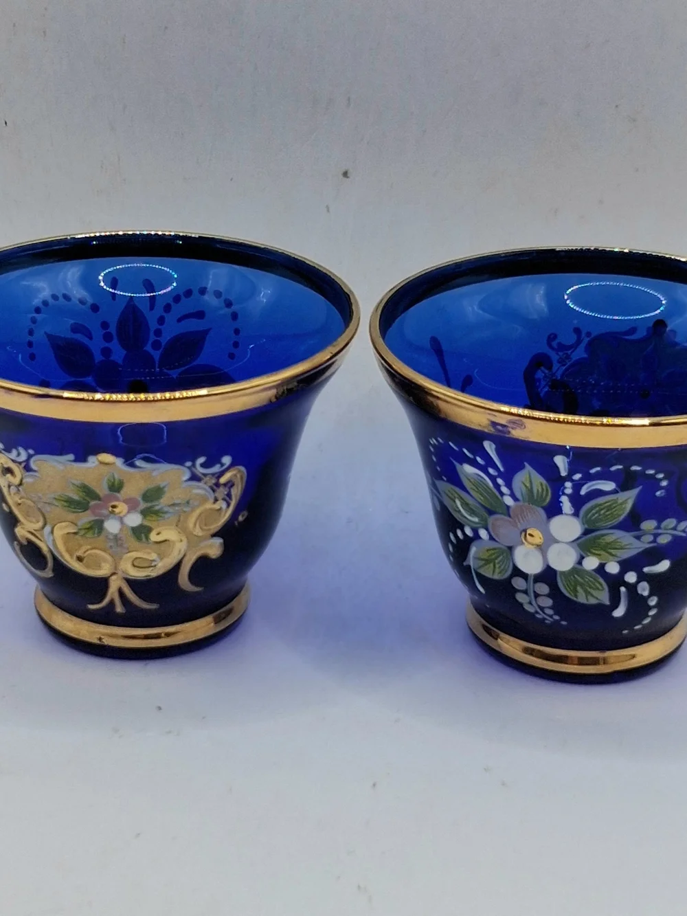 Cobalt Blue Gold-Trim Glass Decanter Set